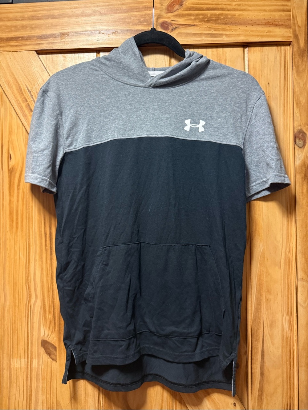 Under Armour Two-Tone Short Sleeve Hooded Tee - Gray & Black